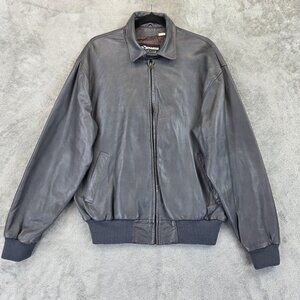 Vintage Northwear Jacket Mens 42R Gray Leather Bomber Nordstrom Full Zip 90s